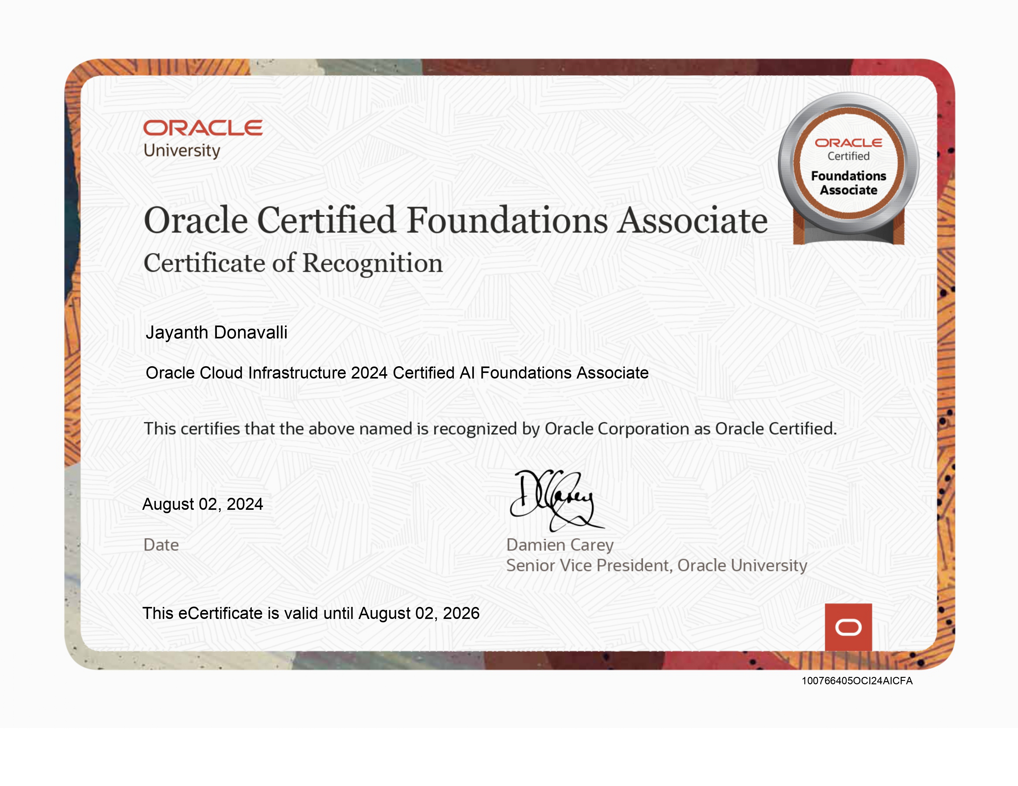 Oracle certification badge image