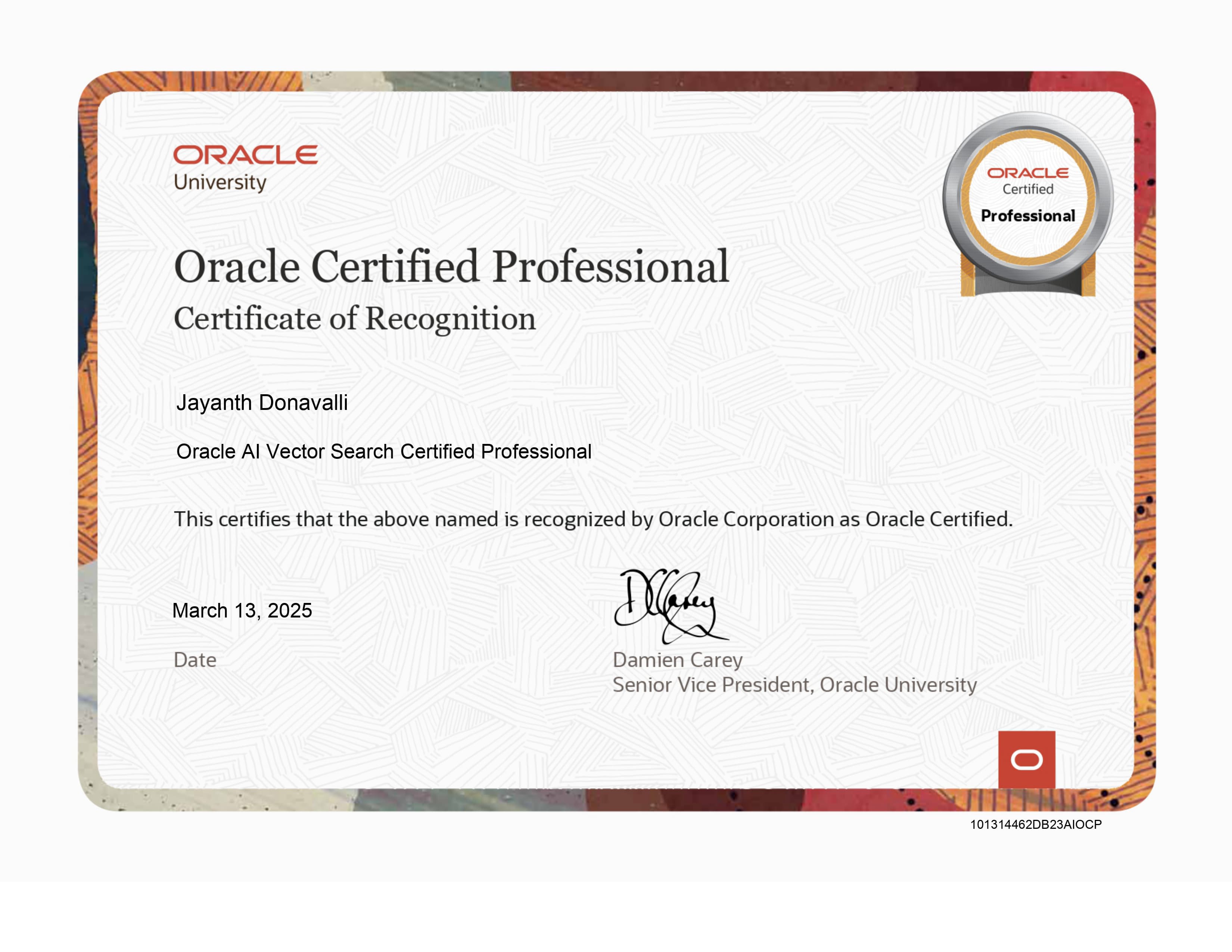 Oracle certification badge image