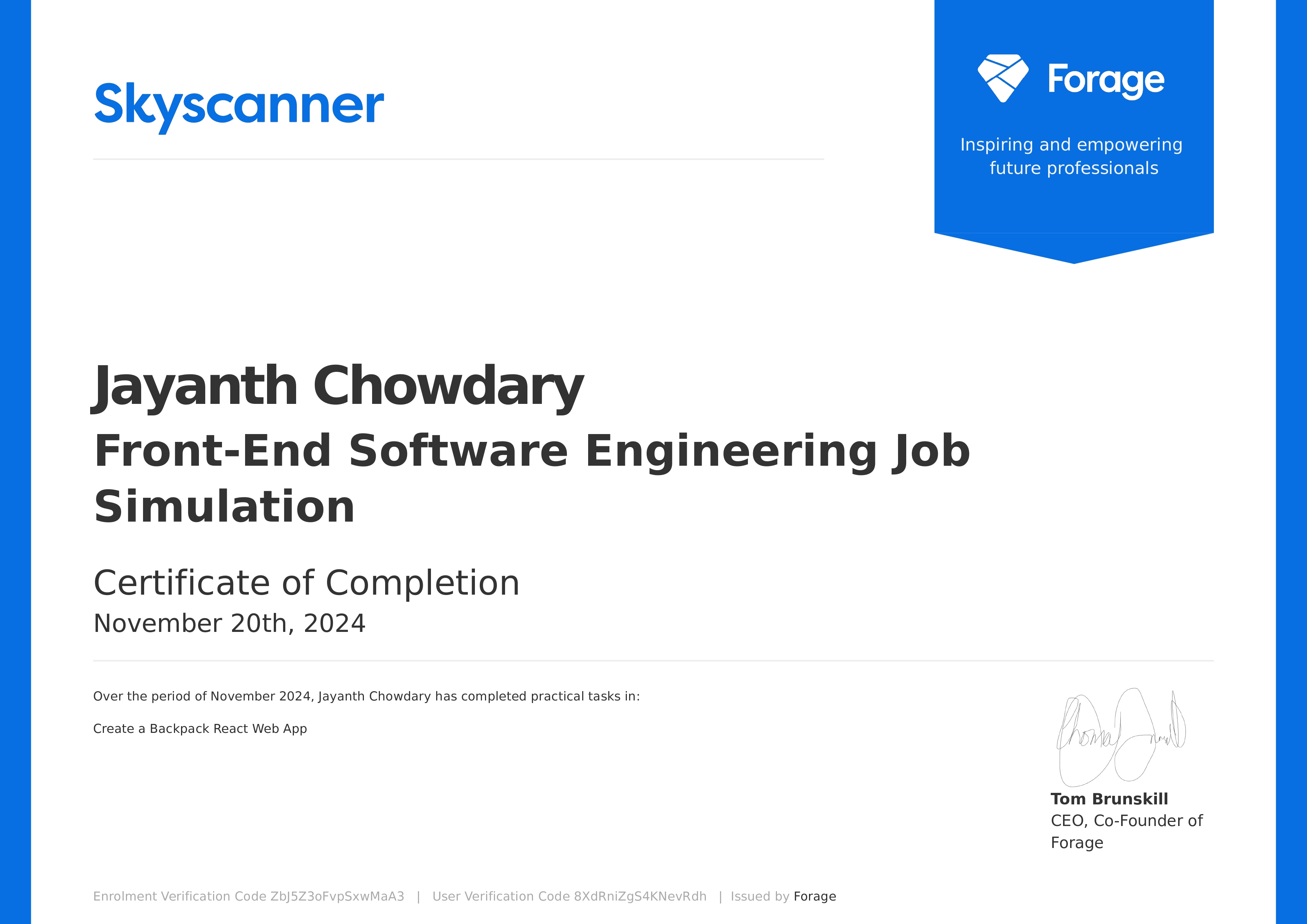 sky Certificate
