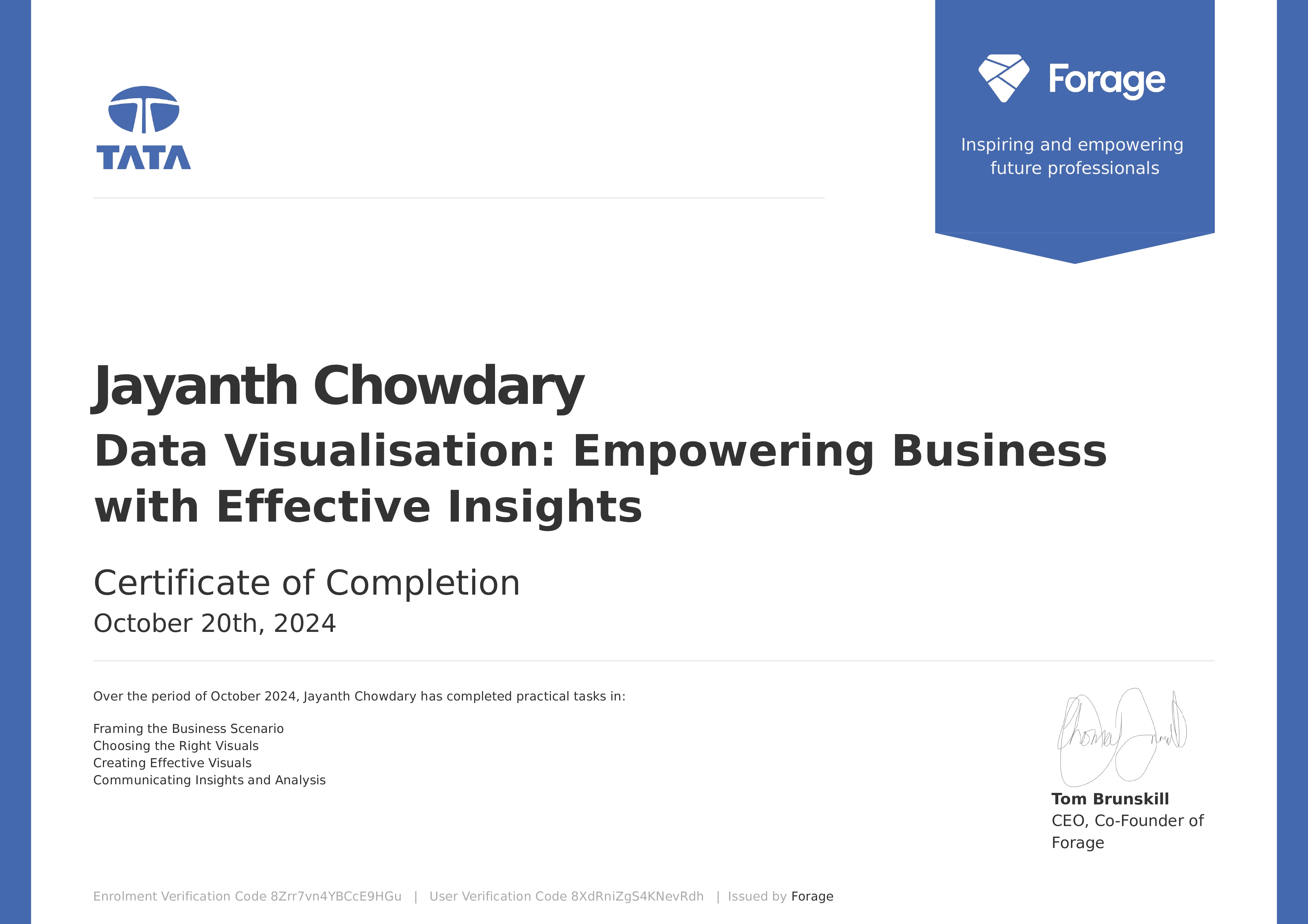 TATA Certificate