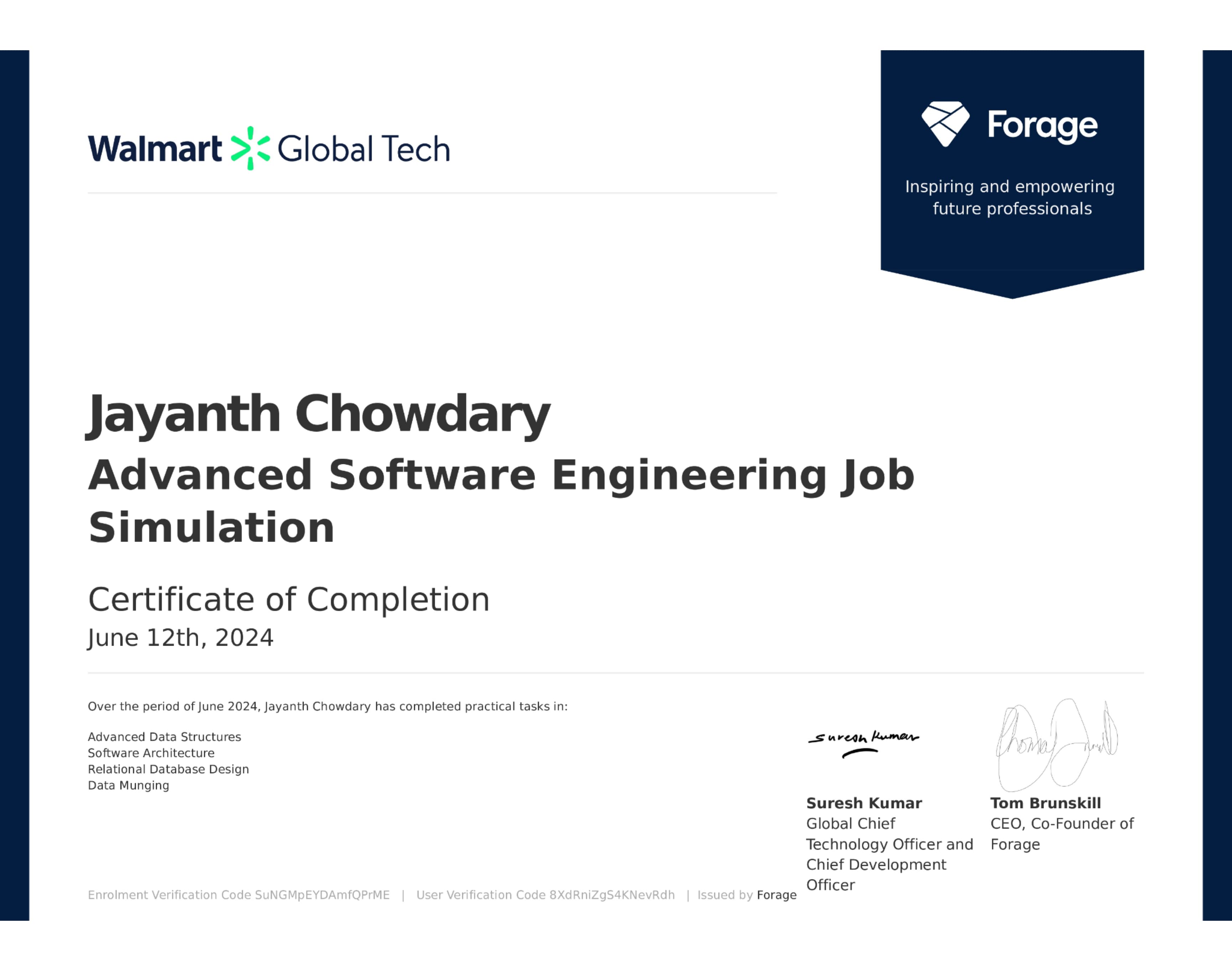 Walmart Certificate